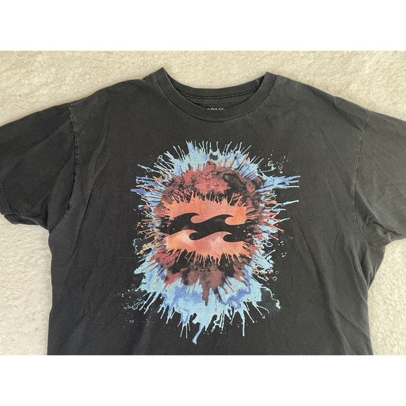 Billabong Shirt Mens Large Black Short Sleeve Surf Logo Graphic California Beach - Picture 4 of 8